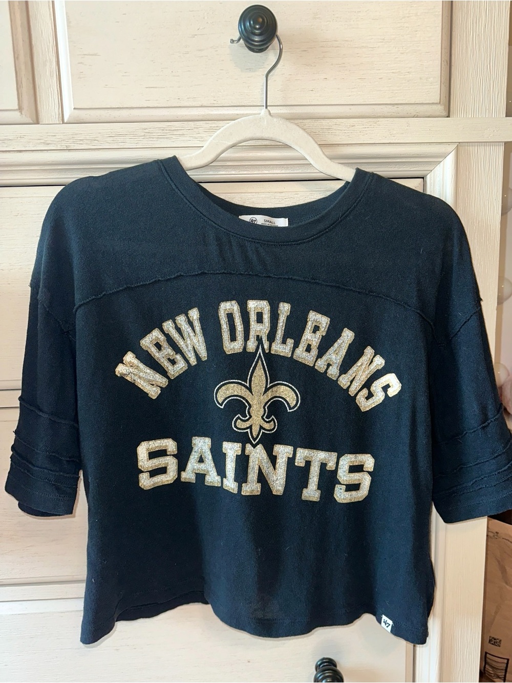 New Orleans Saints Womens Black Graphic Vintage Tee